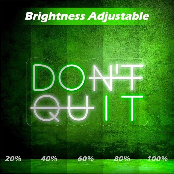 DON'T QUIT/DO IT Green Cute Neon Sign Light Gym/Work Space/Man Cave/Dorm Decor - Picture 3 of 10